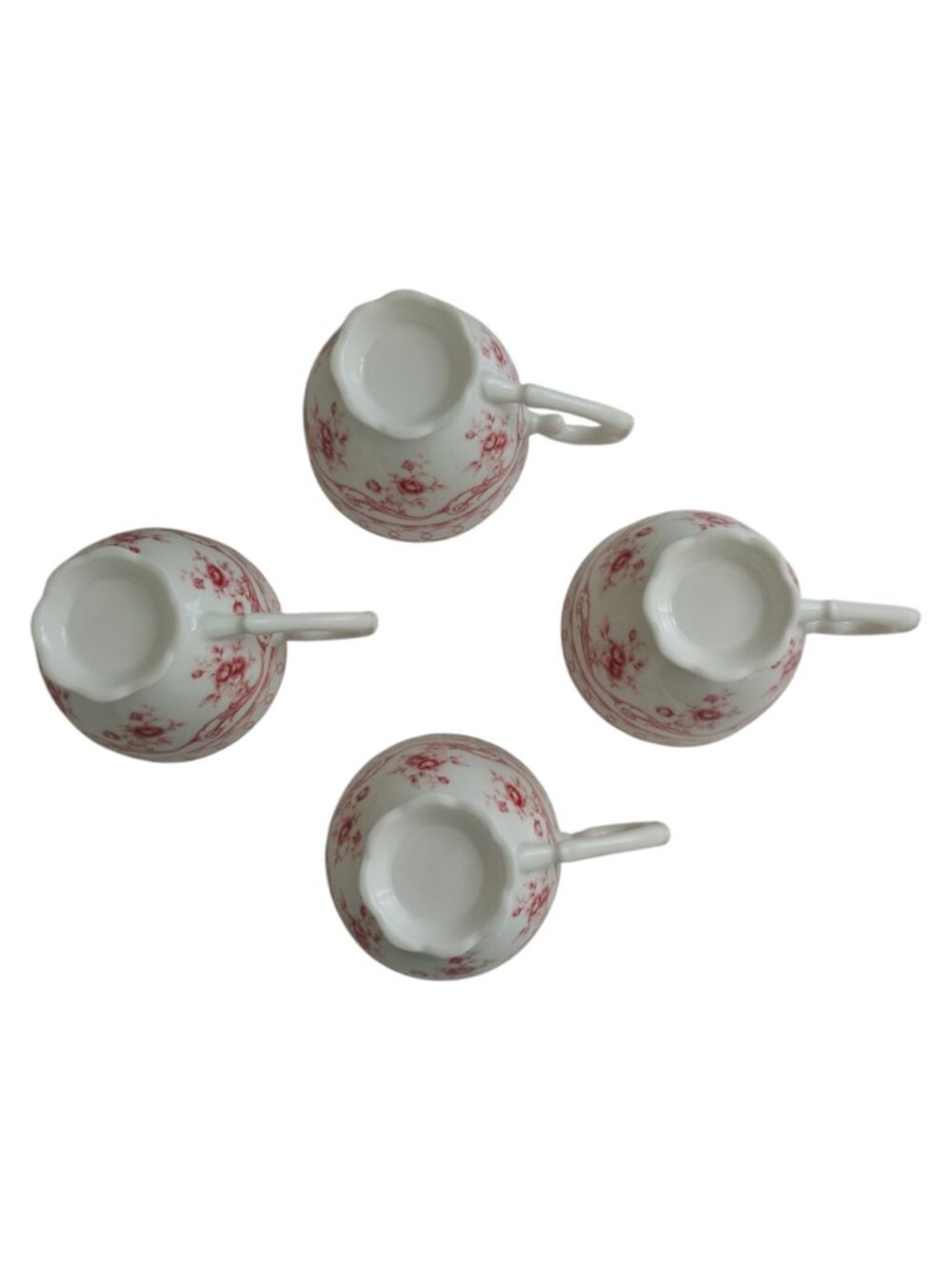 Gracie China Coastline Imports Pink Vine Teacups and Saucers Set of 4 Bone China - Picture 3 of 14